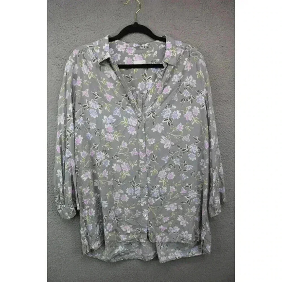 J. Jill 3/4 Sleeve Floral Button Down Blouse-Size XL - Picture 1 of 6
